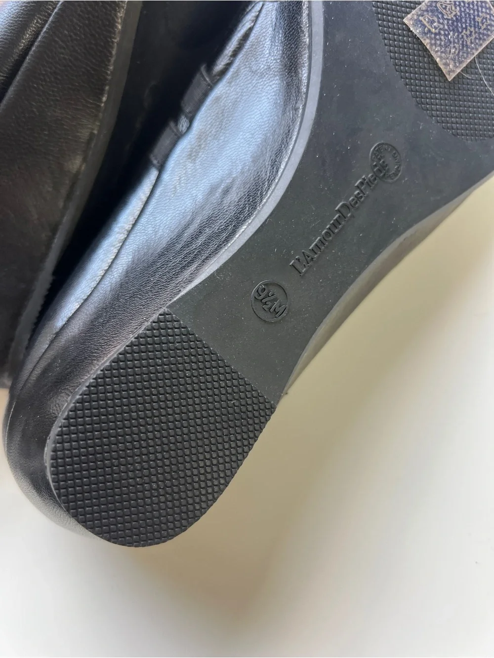 L’ Amour Des Pieds Black Wedge Leather Mary Jane Berency Wedge Business Casual